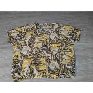 BUNDLE ONLY JM Collection Top Medium Med M Brown‎ Yellow Short Sleeve Blouse